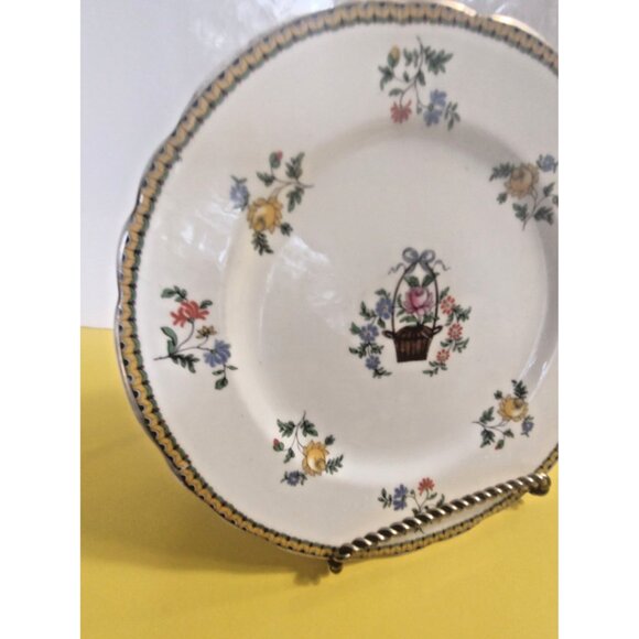 Vintage Aynsley Trio Set Cup, Saucer and Breakfast Plate Flower Basket 1920's - Picture 6 of 16